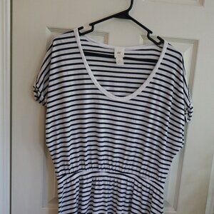 H&M Sz L Black and White Striped Dress